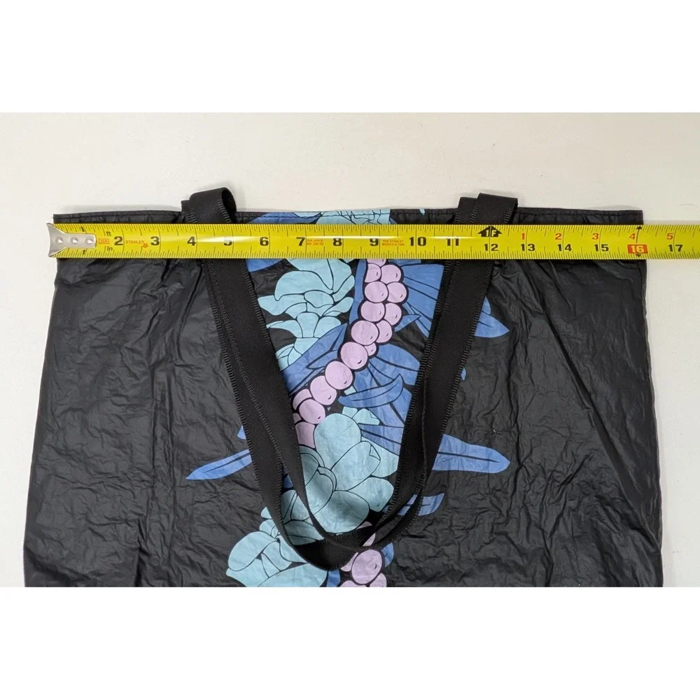 ALOHA Collection Reversible Tote Bag Mokihana Black Floral Hawaii - *READ*